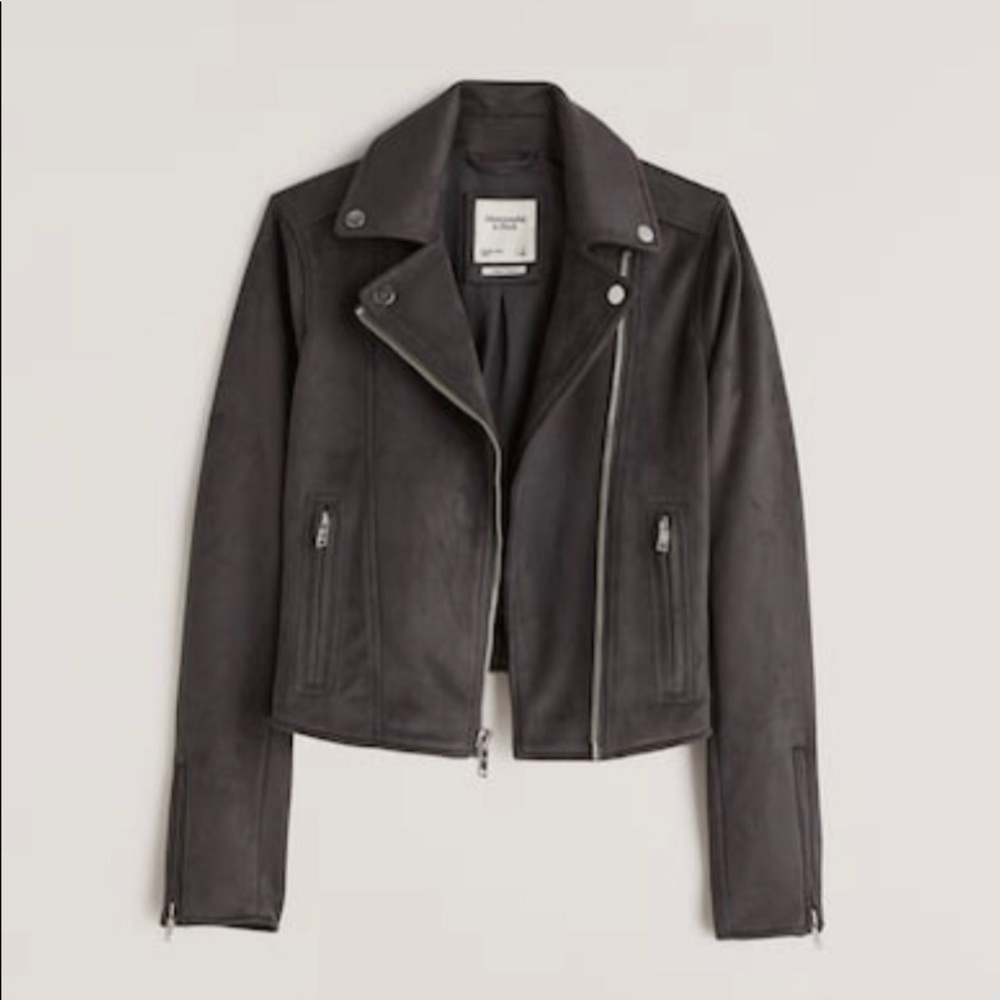 Grey suede moto jacket